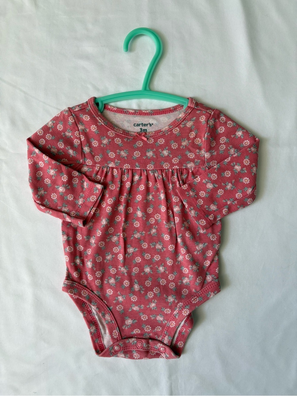 🌸 Baby girl Carter's Pink Floral Long-Sleeve One-Piece Bodysuit